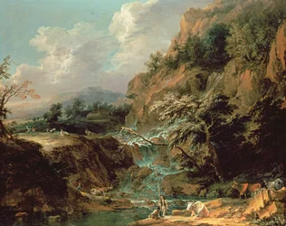 Landschaft mit Wasserfall